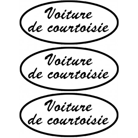 voiture de courtoisie - 3 stickers de 20x9cm - Sticker/autocollant