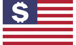 drapeau US dollar - 20x13cm - Sticker/autocollant