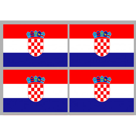 Drapeau Croatie - 4 stickers - 9.5 x 6.3 cm - Sticker/autocollant