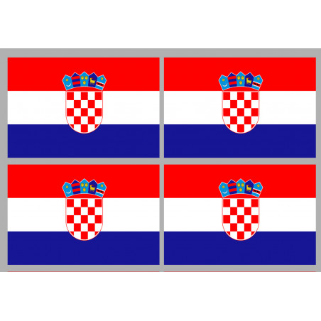 Drapeau Croatie - 4 stickers - 9.5 x 6.3 cm - Sticker/autocollant