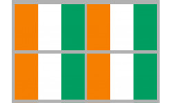 Drapeau Côte d'Ivoire - 4 stickers - 9.5 x 6.3 cm - Sticker/autocollant