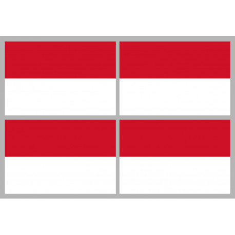 Drapeau Monaco - 4 stickers - 9.5 x 6.3 cm - Sticker/autocollant