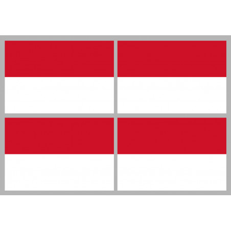 Drapeau Monaco - 4 stickers - 9.5 x 6.3 cm - Sticker/autocollant