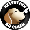 ATTENTION AU CHIEN gentil - 9cm - Sticker/autocollant