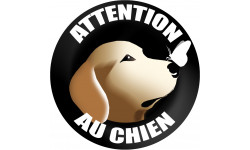 ATTENTION AU CHIEN gentil - 15cm - Sticker/autocollant