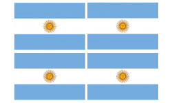 Drapeau Argentine - 4 stickers - 9.5 x 6.3 cm - Sticker/autocollant