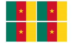 Drapeau Cameroun - 4 stickers - 9.5 x 6.3 cm - Sticker/autocollant