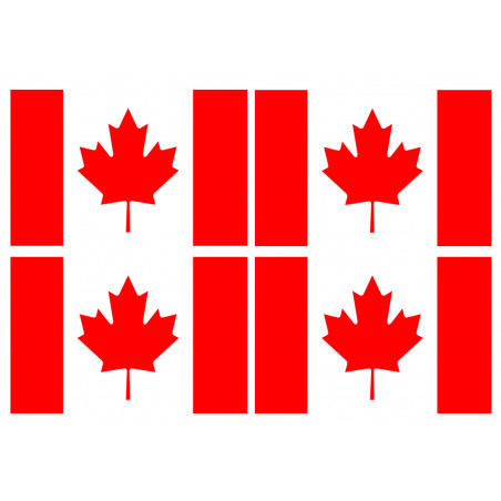 Drapeau Canada - 4 stickers - 9.5 x 6.3 cm - Sticker/autocollant