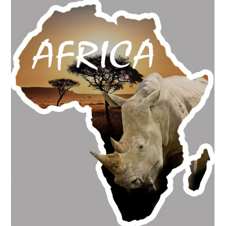 Africa Rhinocéros - 10x9cm - Sticker/autocollant