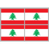 Drapeau Liban - 4 stickers 9,5x6,3 cm - Sticker/autocollant