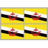 Drapeau Brunei - 4 stickers - 9.5 x 6.3 cm - Sticker/autocollant