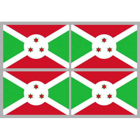 Drapeau Burundi - 4 stickers - 9.5 x 6.3 cm - Sticker/autocollant