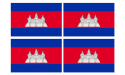 Drapeau Cambodge - 4 stickers - 9.5 x 6.3 cm - Sticker/autocollant