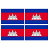 Drapeau Cambodge - 4 stickers - 9.5 x 6.3 cm - Sticker/autocollant