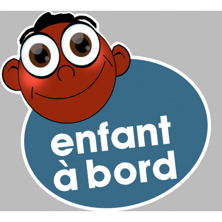 enfant à bord gars afro - 15x13,5cm - Sticker/autocollant