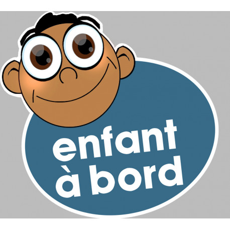 enfant à bord gars méditerranéen - 15x13,5cm - Sticker/autocollant