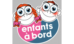 enfants à bord fille et garçon - 10x9cm - Sticker/autocollant