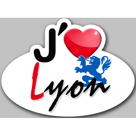 j'aime Lyon - 15x11cm - Sticker/autocollant