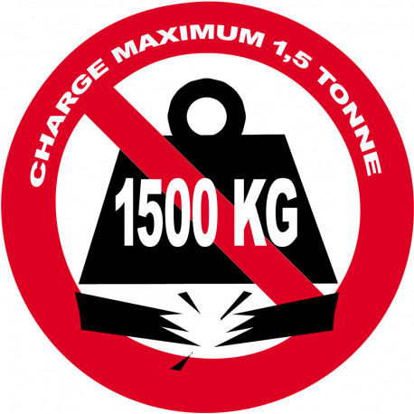 Charge maximale 1,5 tonne - 5cm - Sticker/autocollant