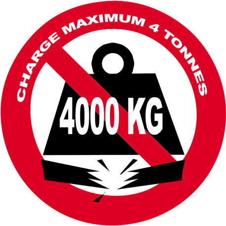 Charge maximale 4 tonnes - 5cm - Sticker/autocollant