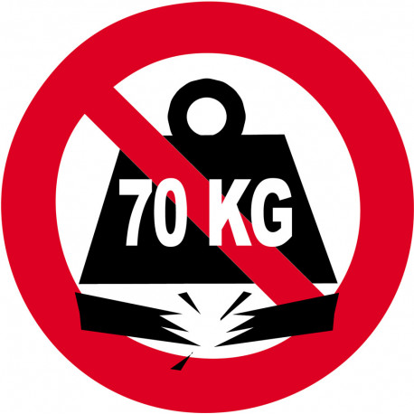 Charge maximale 70 KG - 20cm - Sticker/autocollant