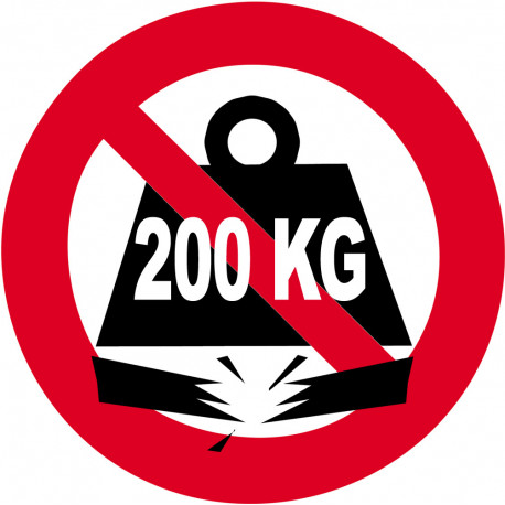 Charge maximale 200 kilos - 10cm - Sticker/autocollant