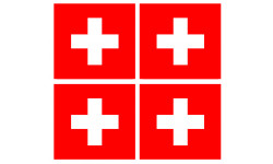 Drapeau Suisse (4 fois 6,3x6,3cm) - Sticker/autocollant