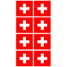 drapeau officiel Suisse : 8 stickers de 6,3x6,3cm - Sticker/autocollant