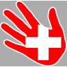 drapeau suisse main - 17cm - Sticker/autocollant