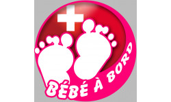 bébé à bord suisse fille - 10cm - Sticker/autocollant