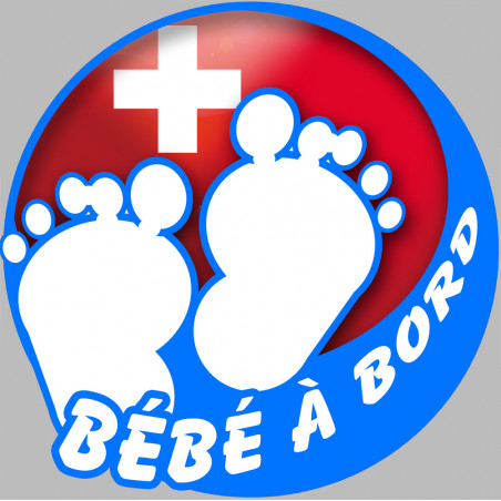 bébé à bord suisse gars - 10cm - Sticker/autocollant