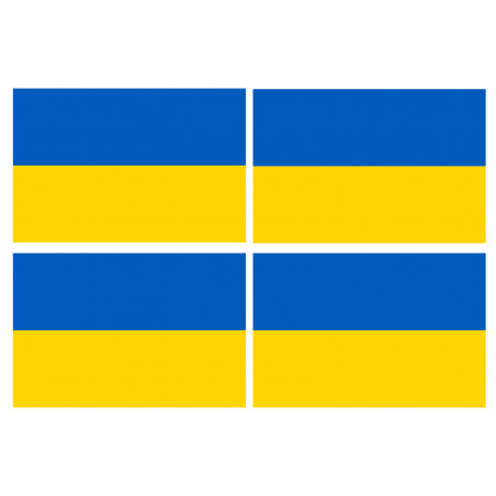 Drapeau Ukraine - 4 stickers - 9.5 x 6.3 cm - Sticker/autocollant