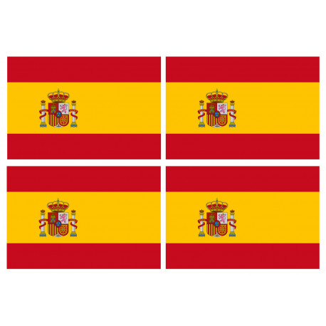 Drapeau Espagne - 4 stickers - 9.5 x 6.3 cm - Sticker/autocollant