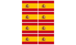 Drapeau Espagne - 8 stickers - 9.5 x 6.3 cm - Sticker/autocollant