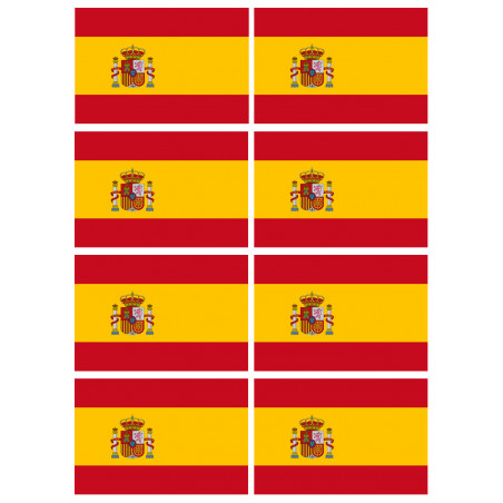 Drapeau Espagne - 8 stickers - 9.5 x 6.3 cm - Sticker/autocollant