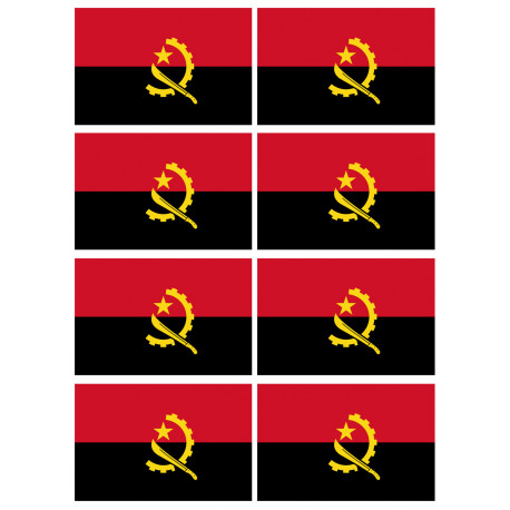 Drapeau Angola - 8 stickers - 9.5 x 6.3 cm - Sticker/autocollant