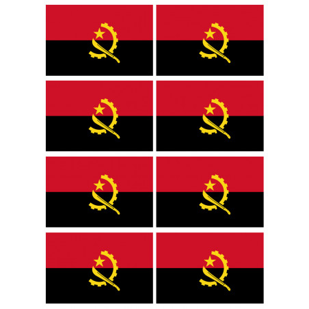 Drapeau Angola - 8 stickers - 9.5 x 6.3 cm - Sticker/autocollant