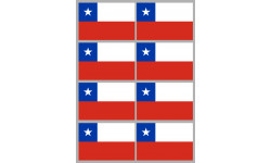 Drapeau CHILI - 8 stickers - 9.5 x 6.3 cm - Sticker/autocollant