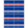 Drapeau Cap-Vert - 8 stickers - 9.5 x 6.3 cm - Sticker/autocollant