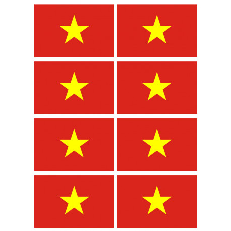 Drapeau Viet Nam - 8 stickers - 9.5 x 6.3 cm - Sticker/autocollant