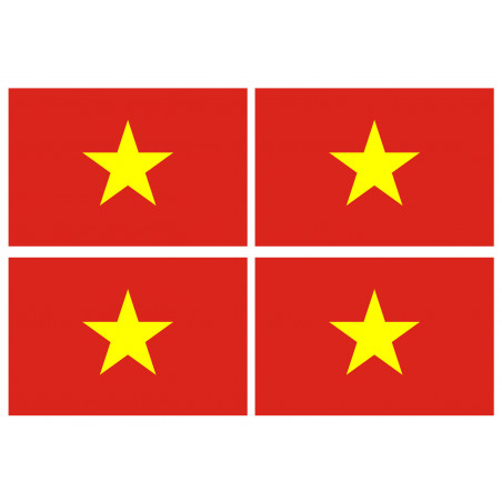 Drapeau Viet Nam - 4 stickers - 9.5 x 6.3 cm - Sticker/autocollant