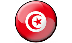 drapeau Tunisien rond - 20cm - Sticker/autocollant