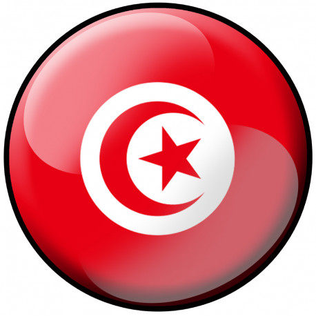 drapeau Tunisien rond - 10cm - Sticker/autocollant