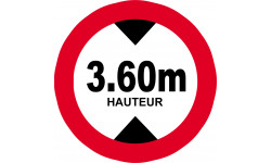 hauteur de passage maximum 3.60m - 20cm - Sticker/autocollant