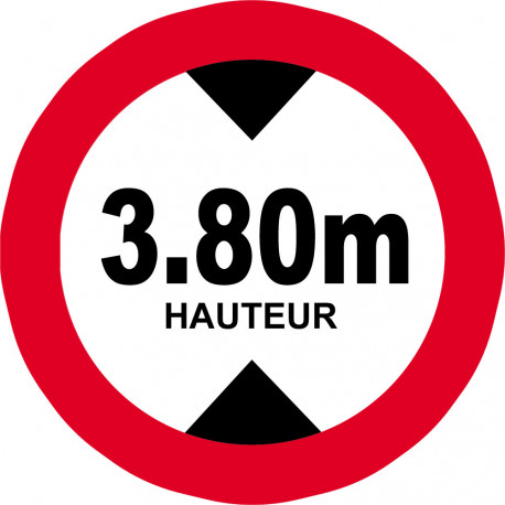 hauteur de passage maximum 3.80m - 20cm - Sticker/autocollant