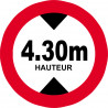 hauteur de passage maximum 4,30m - 15cm - Sticker/autocollant