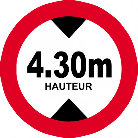 hauteur de passage maximum 4,30m - 5cm - Sticker/autocollant