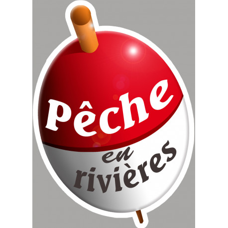 bouchon pêche en rivières - 15x10.7cm - Sticker/autocollant