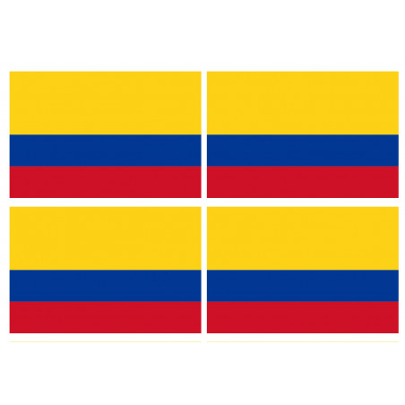 Drapeau Colombie - 4 stickers - 9.5 x 6.3 cm - Sticker/autocollant