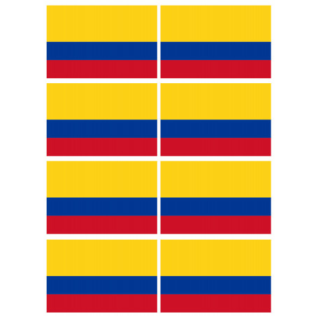 Drapeau Colombie - 8 stickers - 9.5 x 6.3 cm - Sticker/autocollant